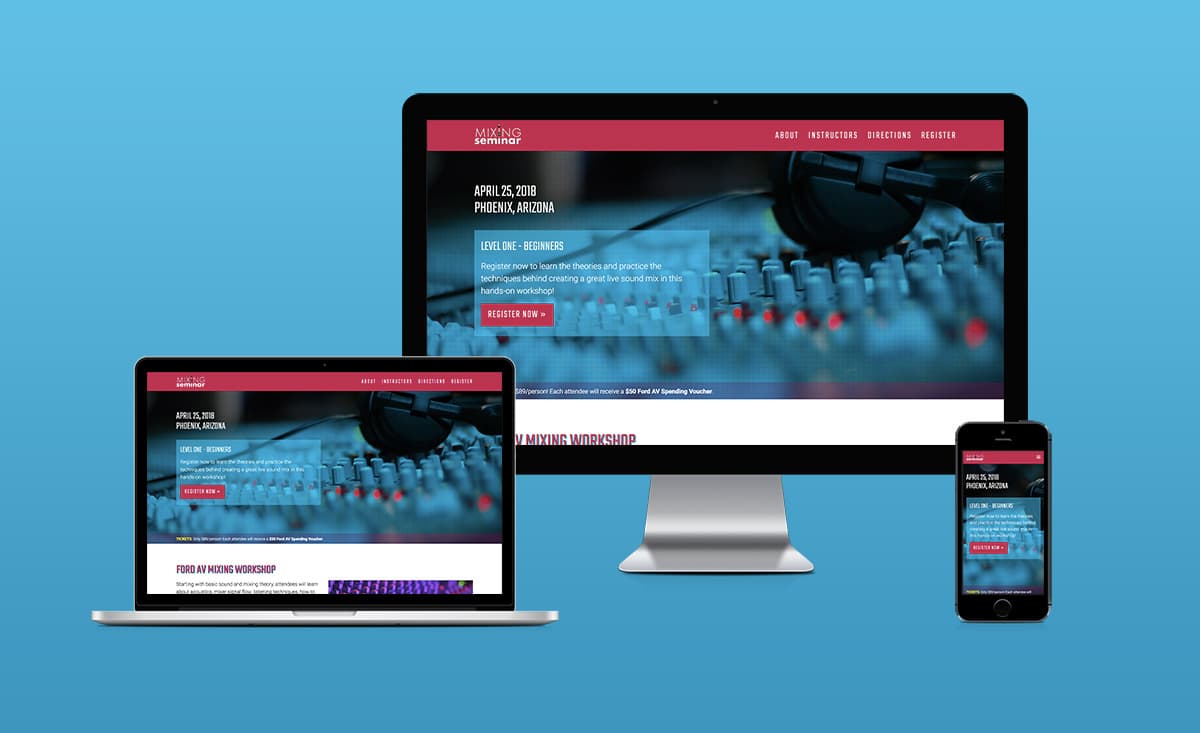 Ford AV Mixing Seminar website responsive set