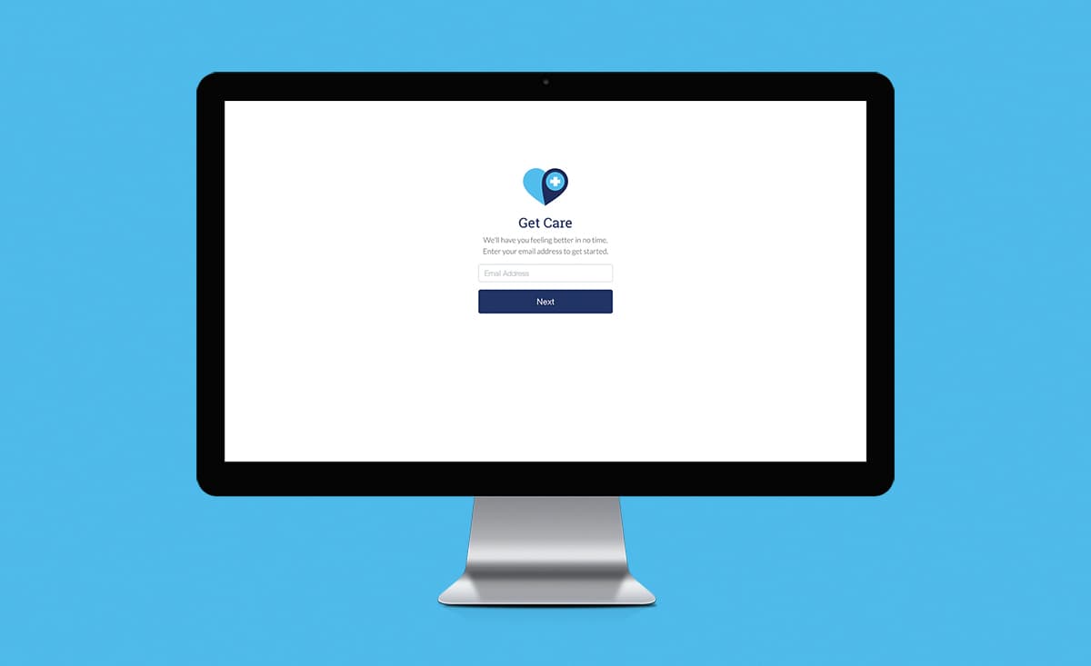 Remedy Urgent Care booking app login screen.