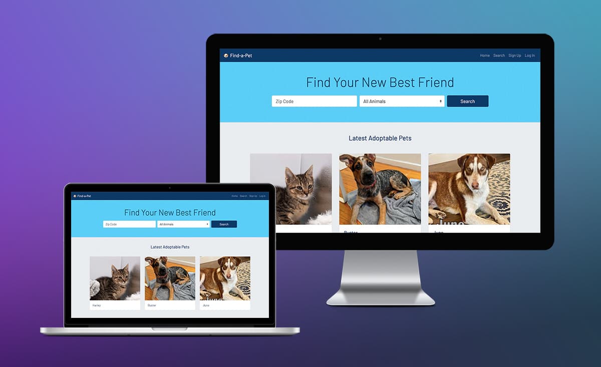 Find a Pet home page