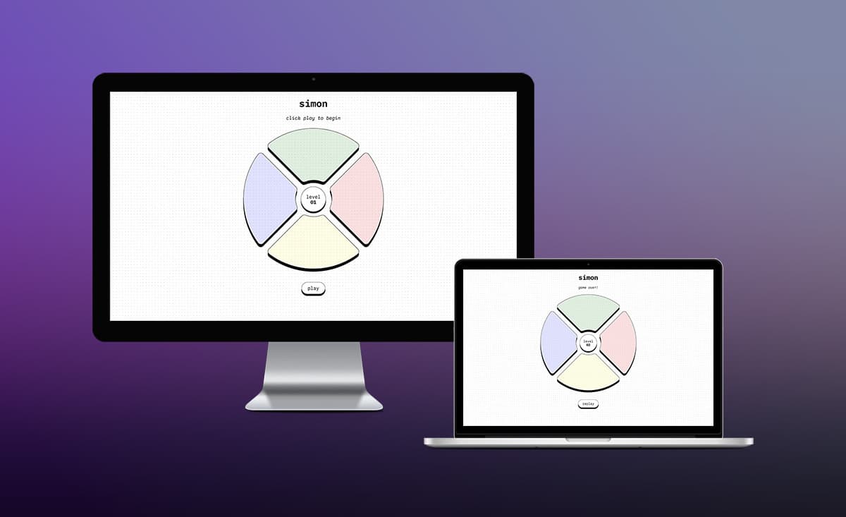 Simon game screens